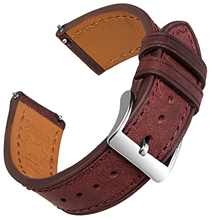 EACHE 20mm Weinrot Leder Uhrenarmbänder Schnellverschluss Italien Pueblo Top Grain Vintage Leder Uhrenarmbänder für Herren