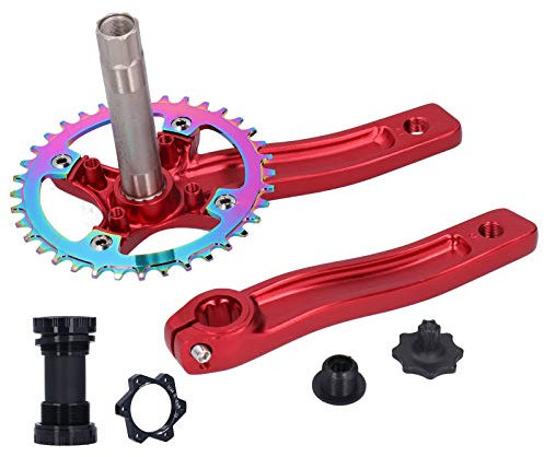 Fahrradkurbel Mountainbike Refit Links Rechts Kurbel mit Tretlager 36T Single Speed Kurbelgarnitur(rot)