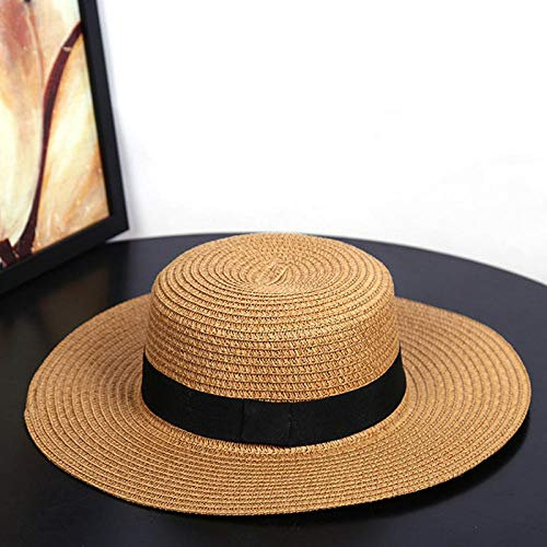 Sombreros De Paja Gorra De Mujer Sombrero De Playa Sombrero De Paja Unisex Sombreros De Navegante De ala Ancha Sombrero para El Sol para Mujer Hombre-Caqui