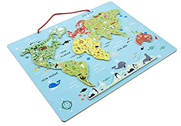 Vertbaudet Kinder Magnet-Puzzle,Welt aus Holz FSC® Mehrfarbig ONE Size