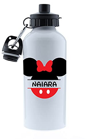 Kembilove Botella agua niños personalizada – Cantimplora Infantil Personalizada – Botella niña – Botella agua niños acero inoxidable infantil – Botella Ratoncita