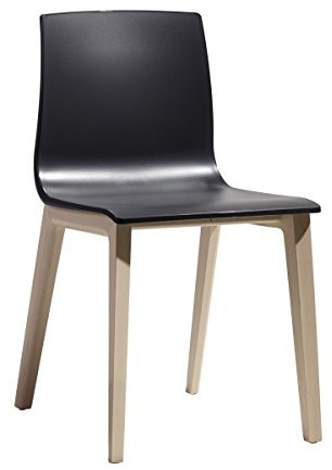 Stuhl Modell Smililla aus Technopolymer 2-teiliges Set für Küche, Esszimmer, Restaurants, Hotels, Bars, Pubs, Pizzerien (Buche gebleicht und Anthrazit)
