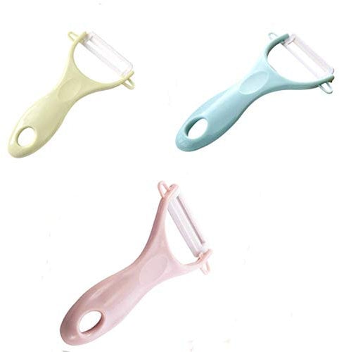 HSQYJ 3 Pack Ceramic Peeler Vegetables Fruit Potato Apple Peeler, Rust Prevention Home Kitchen Tools Pink Blue Green Carry and Store