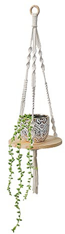 NSXIN Makramee Wandbehang Regal Boho Pflanzenhänger Pflanzkorb Blumentopf Halter Blumenampel Deko mit Baumwolle Gewebte Quaste Für Schlafzimmer Und Wohnzimmer (Stil F)