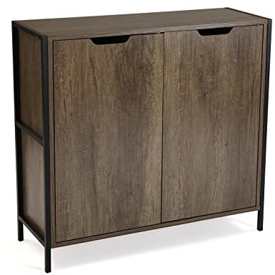 Versa Lizzy Schmales Möbelstück für den Eingangsbereich oder Flur, Moderner Konsolentisch, 2-türiger Schrank, Schuhregal, Maßnahmen (H x L x B) 78,8 x 30 x 83,2 cm, Holz, Farbe: Braun und Schwarz