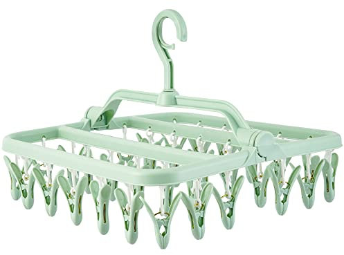 Yilakla Sock Dryer with 32 Pegs,Foldable Clothes drying rack,Windproof Laundry rack for Sock,Underwear hanger, Clothes pegs, Laundry airer