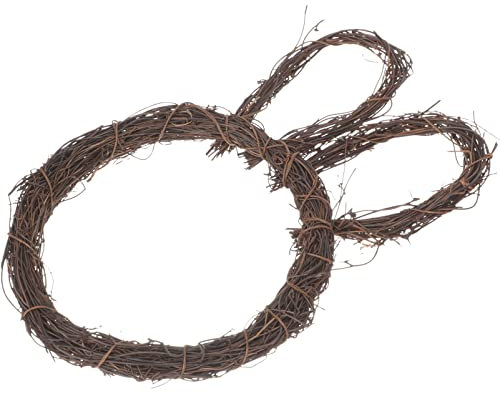 Osterhasen-Kranz Handgefertigter Rattan-Häschen-Förmiger Weinreben-Zweig Girlande DIY-Bastelrahmen Basis Für Ostern Haustür-Dekoration (En)