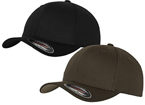 2er Flexfit Unisex Wooly Combed Cap Baseball Caps graue Unterseite S M L XL XXL Basecap Mütze, L/XL, 1x Black-Black + 1x Dark Grey + 1x HL-Kauf Notizblock