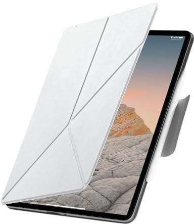 PITAKA Cover per iPad Air 13 pollici 2024 (NON per 2024 iPad Pro), iPad Pro 12.9 2022/2021/2020/2018, Custodia magnetica ultra sottile portapenne slim multi-angolo [MagEZ Folio 2] Bianco