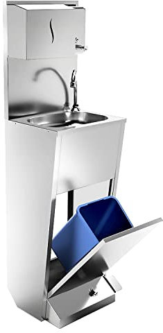 GGM Gastro | HWB439 | Handwaschbecken | Waschstation - Edelstahl - mit Fußbedienung, Papier- & Seifenspender
