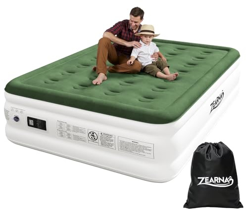 Zearna Colchón Hinchable Matrimonio Colchón Inflable 2 Plazas 191x137x46cm con Bomba Eléctrica Autoinflable Incorporada Tan Solo 3 Minutos para Invitados Uso Doméstico y Camping