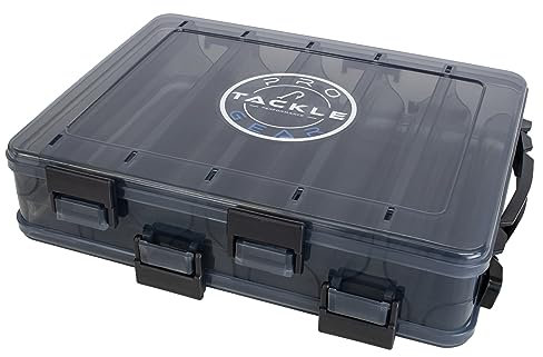 Pro Tackle Lure Box Shallow Köderbox Kunstköderbox Angelbox Tacklebox, grau, wasserdicht (Small Double - 20,5 x 17 x 4,8 cm)