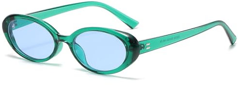 YUELUQU Retro Oval Sonnenbrillen，VintageTrendy Runde Sonnenbrillen für Damen Herren UV400 (Grün)