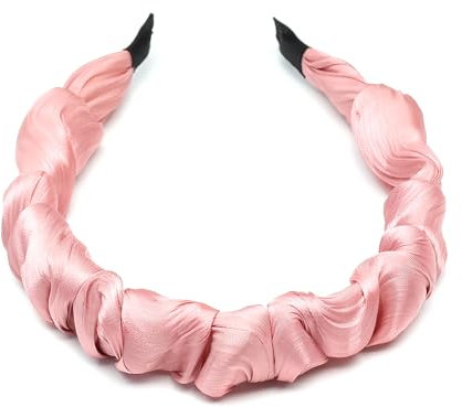 QinGoo Falten Rosa Haarreif Frauen Stirnband Haarband Haarschmuck Elegant Mädchen Haar-Accessoire 1stück(Pale Pink)