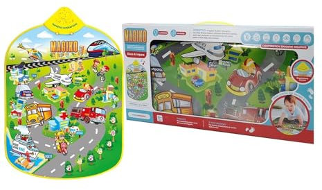 Spielteppich Kinder Magischer Spielteppich Kinder interaktive Musik und Lichter Musikmatte Stadt Interaktiver Teppich mit magischen Sounds Musikteppich Spielteppich mit Karte Straßen Stadt