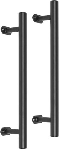 Purife 16'' Black Iron Barn Door Handles 2 Pack, Metal Gate Handles for Outdoor Wooden Fences, Garage Shed Door Handles, Interior Furniture Closet Drawer Door Pulls