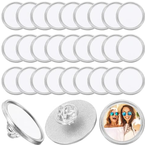 PATIKIL 30Stk Sublimation Leere Schaltfläche 0.98 Aluminum Silber Weiß | Basteln Sublimation Stifte Rund Basteln Handwerk Abzeichen Schmuck Anstecker