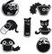 Lilbitty Lot de 7 épingles à revers en émail avec motif chat noir pour femmes et filles - Broche mignonne en émail pour vestes, L, Métal