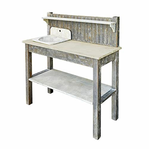Loberon Pflanztisch Hartland, ideal für Balkon und Terrasse, viel Platz für Töpfe, Blumen & Werkzeug, mit Antik-Finish, Gartenmöbel, Outdoor, Eisen, antikbraun