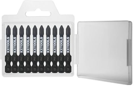 10 x PH1 Phillips 1 Impact Screwdriver Bits 50mm Magnetic 1/4 Universal with Case