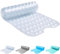 ADOV Shower Mat, Extra Long Non Slip Bath Mat Antibacterial Rubber 100x40 cm, Anti Mould Machine Washable Safety Bathroom Mat with Anti-Slip 200 Strong Suction Cups Griping, Drain Holes (Clear)