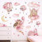 wondever Wandtattoo Rosa Feen Elfen Schwingen Wandaufkleber Mädchen Heißluftballon Blume Wandsticker Wanddeko für Mädchenzimmer Kinderzimmer Babyzimmer