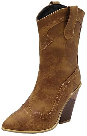 Stivaletti Donna Pelle Stivali sopra Ginocchio Donna Stivali Camperos Donna Stivali a Punta con Tacco Basso Stivali Marroni Donna Camperos Texani Donna Stivali Donna Estivi (Marrone,39)