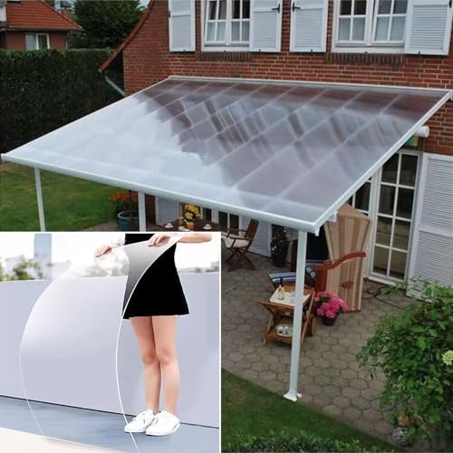 1mm Plaque Polycarbonate, Plaque PVC Transparent, Feuille Que L'on Peut Courber pour Serres/Toiture Abri de Jardin/Remplacer Marquise, Facile à Découper et Poser(1.56x2m)
