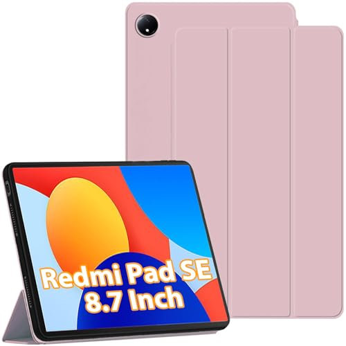 YeaQuelior Funda Compatible con Xiaomi Redmi Pad SE 4G 8.7 Pulgadas 2024, Carcasa Case Multi-ángulo Cubierta Folio con el Soporte, Auto Activación/Reposo, Rosa