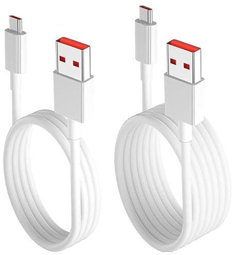 Cavo USB C Type-C Ricarica Rapida [1.5M/Set di 2], 120W 6A USB Tipo C Cavo Ricarica Turbo per Xiaomi 13 Pro/12T/11T, Cavo Ricarica rapida per Redmi Note 12 11 10 Pro/Mi 13/12/11 Lite/POCO X5/M4/X3 Pro