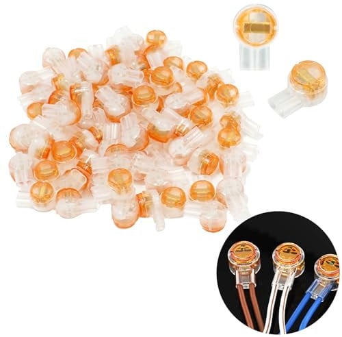Connettori Cavo Impermeabili Connettori K2 Connettori, 100 Pezzi UY2 K2 Connettori per Giunzione di Cavi Telefonici e di Rete IDC Impermeabili Riempiti con Gel (Arancione)