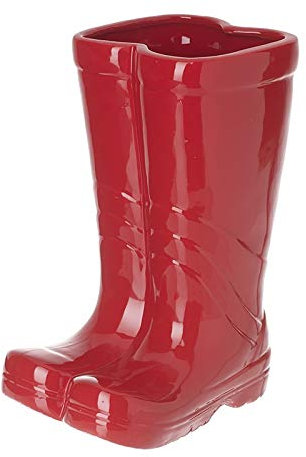 Heaven Sends Small Ceramic Red Wellington Boot Plant Pot – 17x15x10cm Decorative Flower Pot – Novelty Indoor & Outdoor Planter for Herbs, Succulents & Flowers