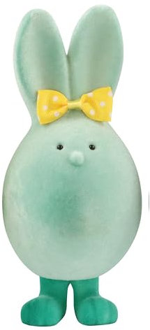 Generisch lustiges Osterei Ei beflockt mit Füßen und Hasenohren 23 cm hoch - Ostereier Osterhase in Eiform Deko Frühling Ostern - Farbe wählbar (Mint blau)