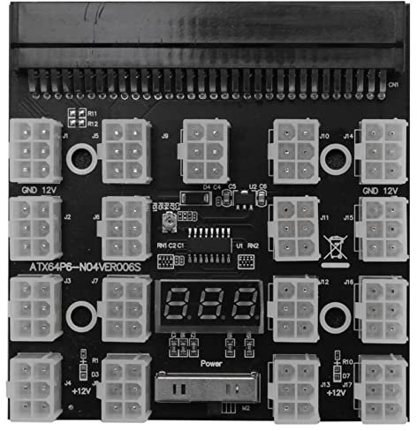 Agwuoetr Breakout Board 17 Port 6Pin LED Anzeige Power Server Karten Adapter für 1200W 750W Netzteil GPU Miner Mining BTC ETH