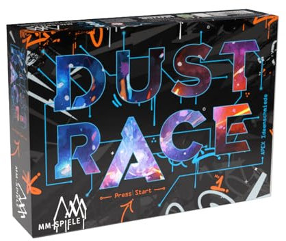 MM SPIELE, Dust Race – Rasantes Gesellschaftsspiel mit modularer Rennstrecke und hohem Ärgerfaktor, Für 2–6 Spieler ab 10 Jahren