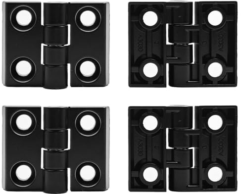 Aluminiumprofilscharnier, Lochabstand 30 x 24 mm, ohne Schrauben, geeignet für 3030 Serie 8 mm T-Nut, industrieller Aluminium-Extrusionsprofilrahmen, Schwarz, 4 Stück
