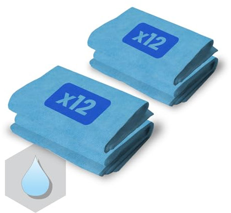 BLANCO PLATA Pack de 2 recambios para mopa de Microfibra 20x60cm (24 mopas en Total), Limpia y abrillanta Solo con Agua. Se Puede Utilizar también en seco. Todo Tipo de Suelos