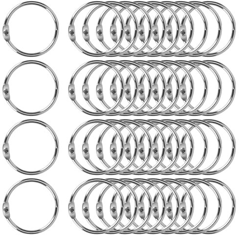 Lanovuto 40 Stück Buchringe, 25mm Buchbinderinge, Metall Karteikarten Ring, Binder Ringe, Loseblatt Verbinde für Fotoalbum, Scrapbook, Album, karteikarte