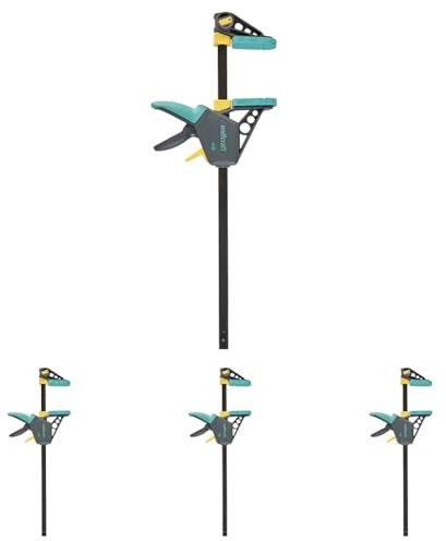 wolfcraft 3032000 - Serre-Joint à une main EHZ PRO 100-450 - Saillie 100 mm - Ouverture 450 mm - Force de serrage max. 120 kg - Garantie 10 ans (Lot de 4)