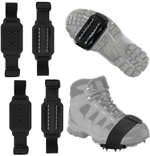 4 Stück Anti Rutsch Schuhspikes, Spikes für Schuhe Winter, Ice Grips Schuhkrallen Schnee EIS, Antirutsch Spikes Glatteis, Steigeisen für Wanderschuh, Grödel für Schneeschuhe Wandern Spazieren Hiking