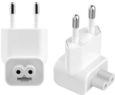Pack 2 Adaptadores Corriente Compatibles con MacBook iPhone iPad Enchufe Europeo Tipo C Carga Rápida Portátil Seguridad Protección Cortocircuitos Viaje Compacto Blanco Ligero Ignífugo Apple