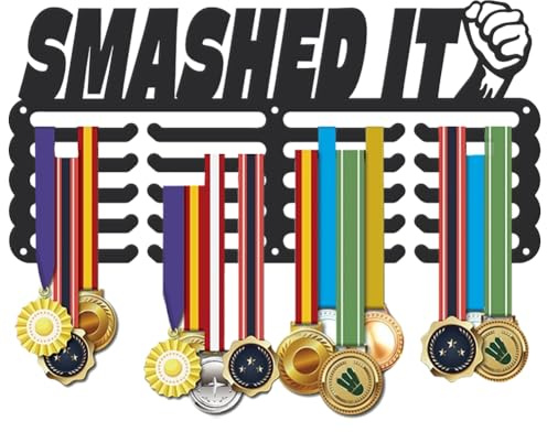 SUPERDANT Smashed It Medaillenhalter A Fist Sport Medaillen Aufbewahrung Auszeichnungs Organizer Aus Metall Medaillen Aufhänger 5 Reihe 20 Aufhänger rutschfeste Haken Sportlergeschenke 40x20cm