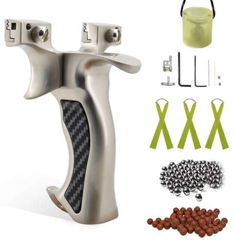 Luoyer Zwille Steinschleuder Profi Jagd für Erwachsene ‎Aluminum Schleuder Zwille mit Stahlkugeln Zielglocke Zubehör Slingshot für Outdoor Sport Katapult