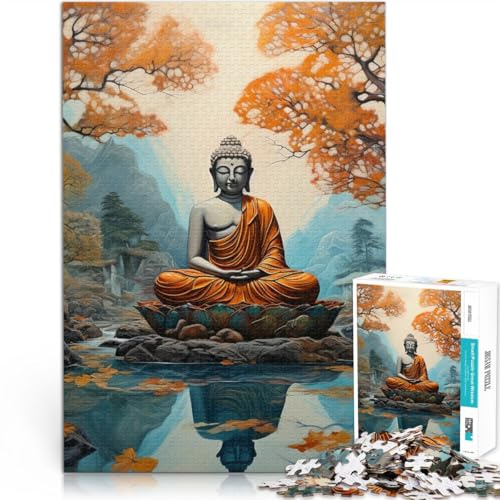 1000-Teile-Puzzle für Erwachsene “Buddha - Lotus der Gelassenheit” Aus Holz，für 14+ Schönes DesignspielSchönes Designspiel Spiele Spielzeug Geschenk。Größe：50x75cm/19.6x29.5Zoll