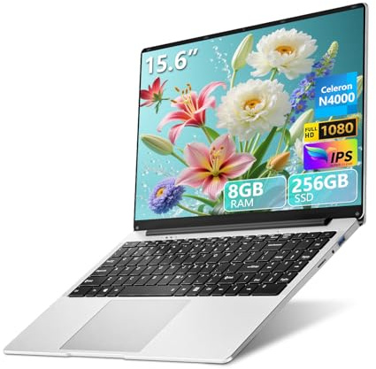 QLall Gaming Laptop,15.6 inch Traditional Laptops N4000, Laptop with 8 GB RAM, 256 GB SSD, Slim Light Netbook WiFi5 Mini-HDMI 180 Angle Opening BT5.0, USB3.0, Thin and Light Laptop