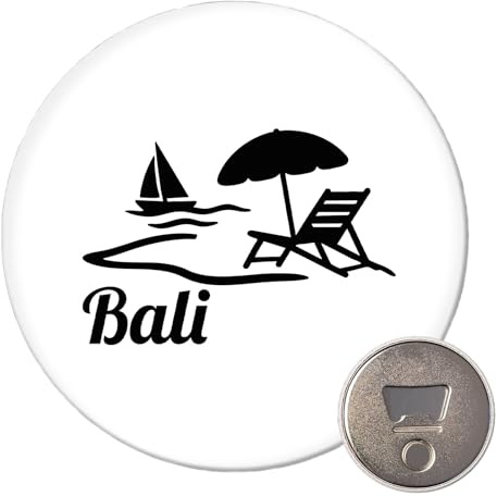 Huuraa Magnet Bali Inselmotiv Indonesien 59mm Kühlschrankmagnet rund Flaschenöffner Geschenkidee