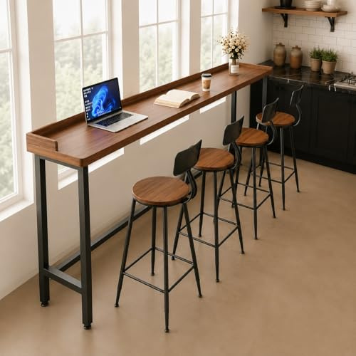 Fakednss Mesa Alta De Cocina, Mesa Barra Comedor Barra Americana Cocina En Madera Maciza para Cóctel Bistro Hogar Cafetería (Sillas No Incluidas)(120cm x 40cm x 105cm)