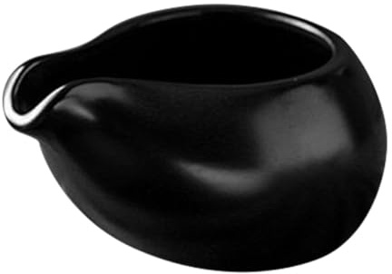 Holibanna Ceramic Milk Pitcher Small Vintage Black Milk Jug with Snug Handle and Guide Port Design Suitable for Hot Syrup and Cream for Coffee and Tea Service in Families