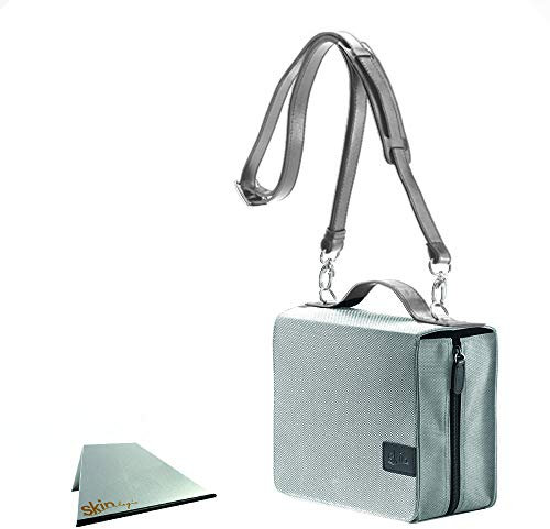 SchönfelderSkin, (Nylon-Leder) silverstone (steingrau) mit Alu-Buchstütze: Buchhüllen-Tasche mit Aluminium-Buchstütze und Tragegurt in Material Nylon & Leder, Farbe silverstone (steingrau)