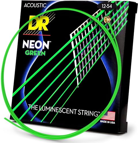 DR Strings NGA12 12-54 Medium Set Handmade Neon Hi-Def Green Coated Acoustic Strings